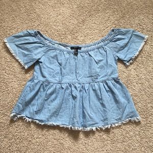 FOREVER21 OFF THE SHOULDER STRETCH PEPLUM TOP